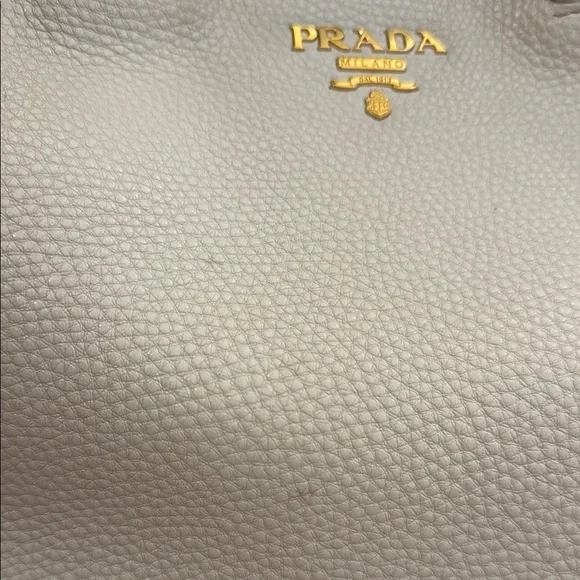 Prada Beige Leather Tote with Gold Accents, and long handle strap - Picture 5 of 16